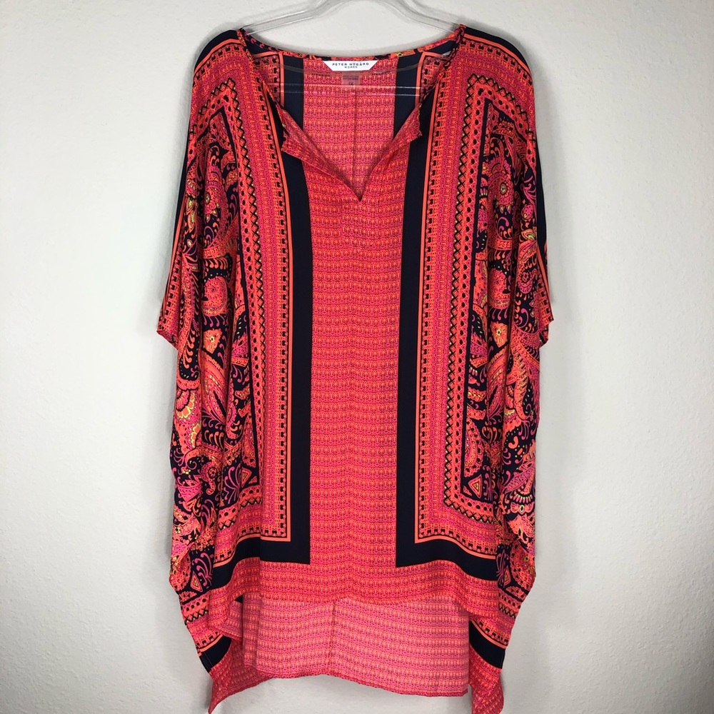 1X Peter Nygard Beach Orange Pink Lime Top